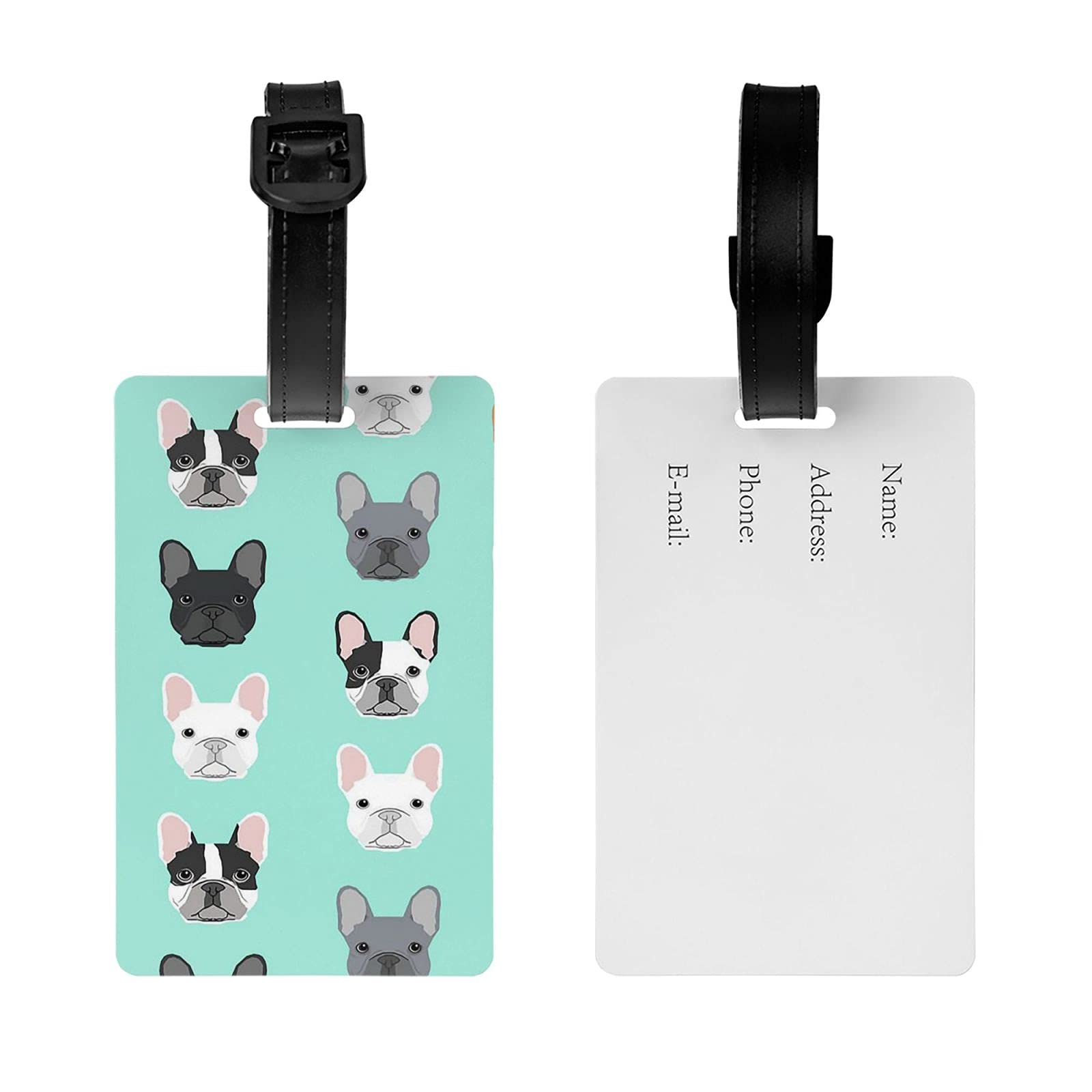 French Bulldog Cute Dog Cute Personalized Luggage Tags for Men Women Funny Suitcase Name Identifier Travel Cruise Accessories Must Haves Green