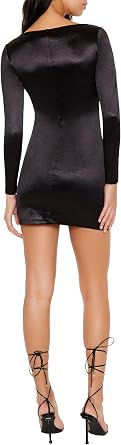 Forever 21 Women's Satin Boat-Neck Mini Dress