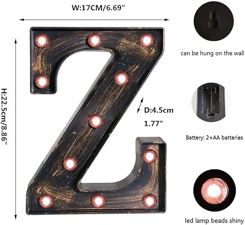 Miniatura 10 de Oycbuzo - Cartel de letras con luces LED doradas y negras, estilo industrial y clásico, para decoración de cafeterías, bodas, fiestas de cumpleaños,