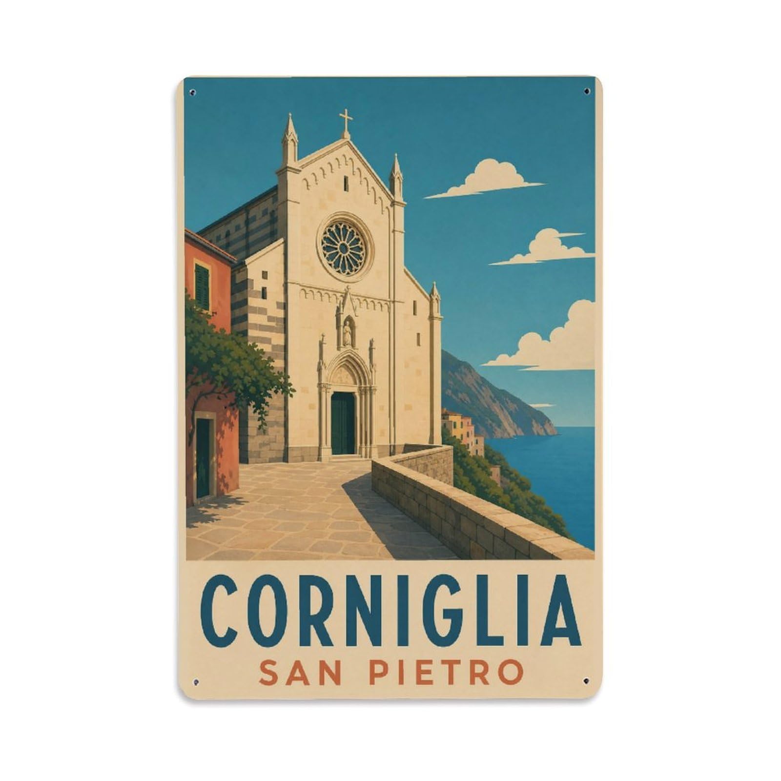 Metal Tin Sign Corniglia Italy Vintage Travel