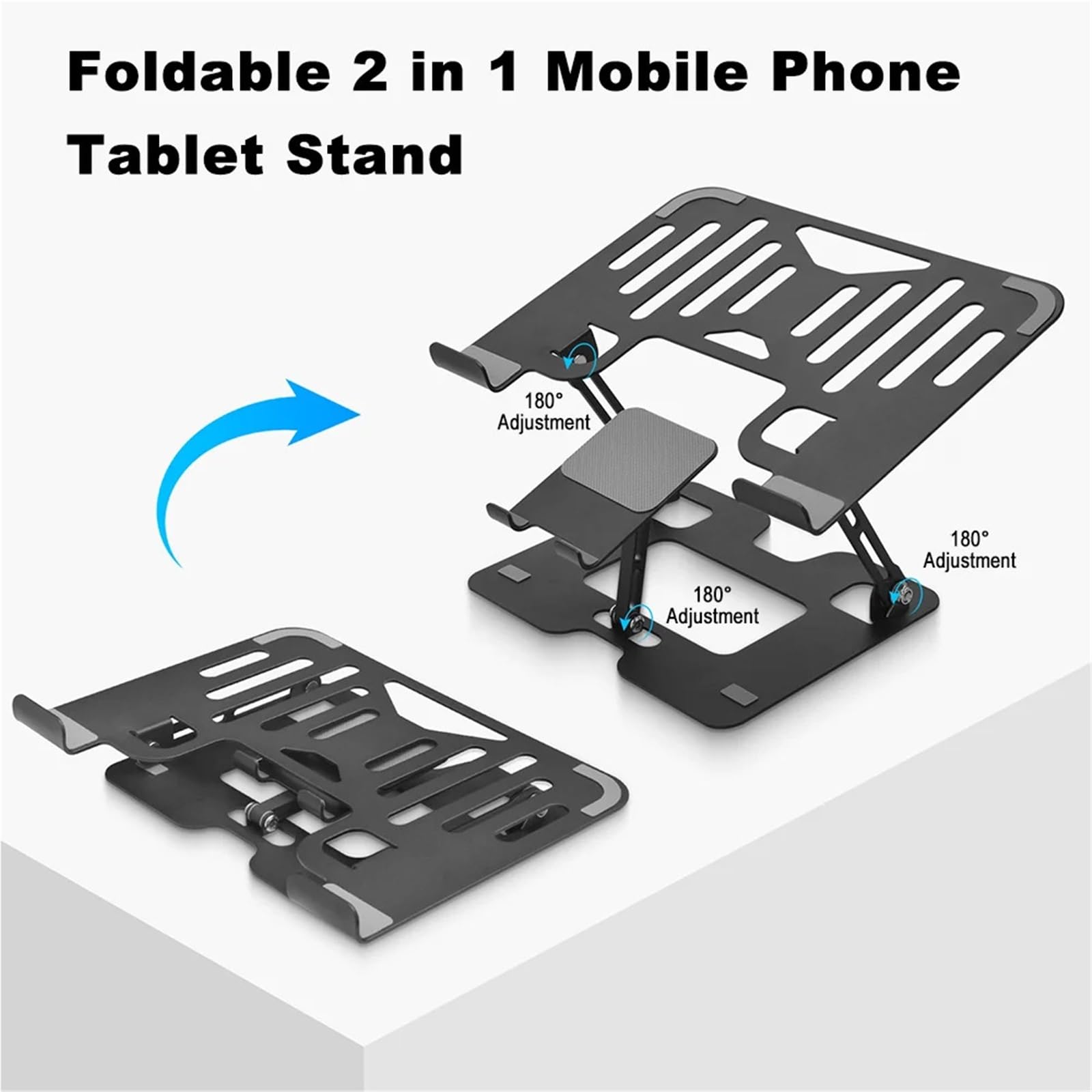 Supporto Pc Portatile Supporto da Tavolo Regolabile for Laptop, Cellulare, 2 in 1, for Smartphone, Notebook, Tablet da 4,7 a 12 Pollici