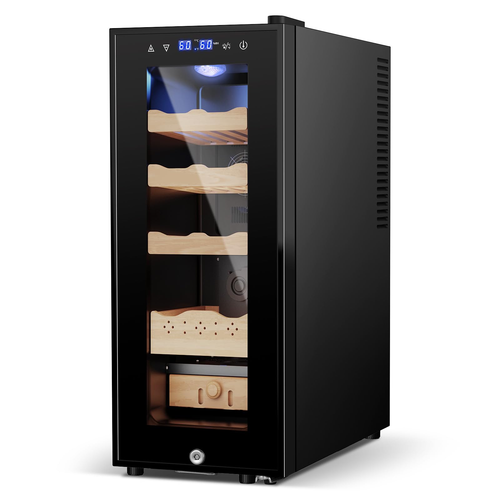 35L Electric Humidor Cabinet–200~250 Count Large Capacity Electric Humidor| Thermostatic Cooling with Spanish Cedar Wood Shelves, Digital LED Screen &amp; Safety Lock |Gift for Men