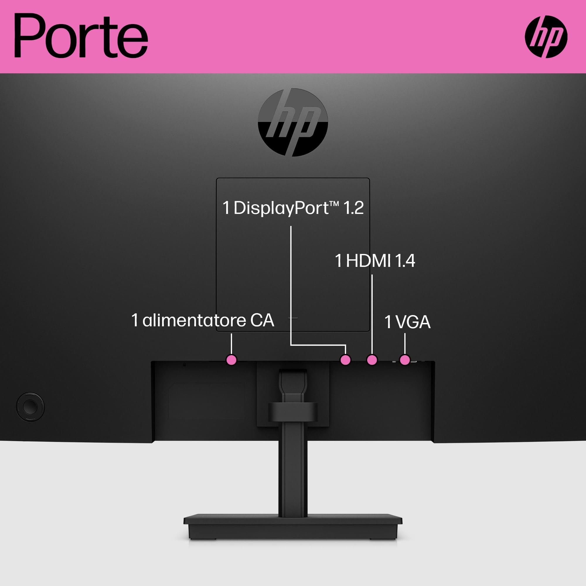 HP V24iE G5 Monitor Full HD da 24" (1920 x 1080, 75 Hz, 5 ms, IPS, 16:9), AMD FreeSync, luce blu bassa, HDMI, VGA, DisplayPort, Joypad OSD, antiriflesso, inclinazione regolabile, nero