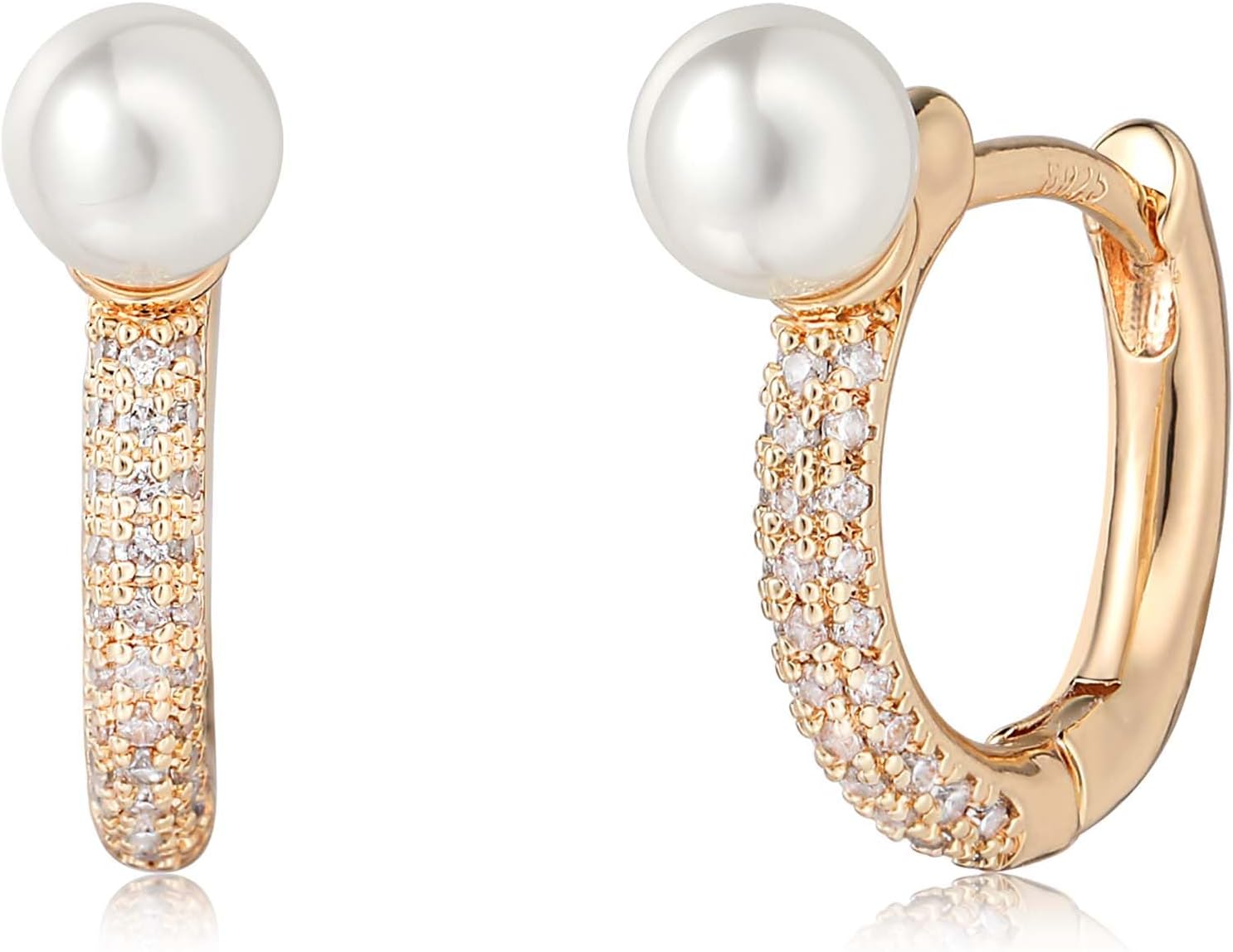 LOYATA Pearl Earrings,Trendy Gold Pearl Dangle Earrings for Women 14K Gold Plated Diamond CZ Cute Small Pearl Drop Earrings Jewelry Gifts for Women