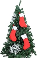 Vista 4 de CCINEE 12 medias de Navidad de fieltro rojo de 15 pulgadas para decoración de Navidad