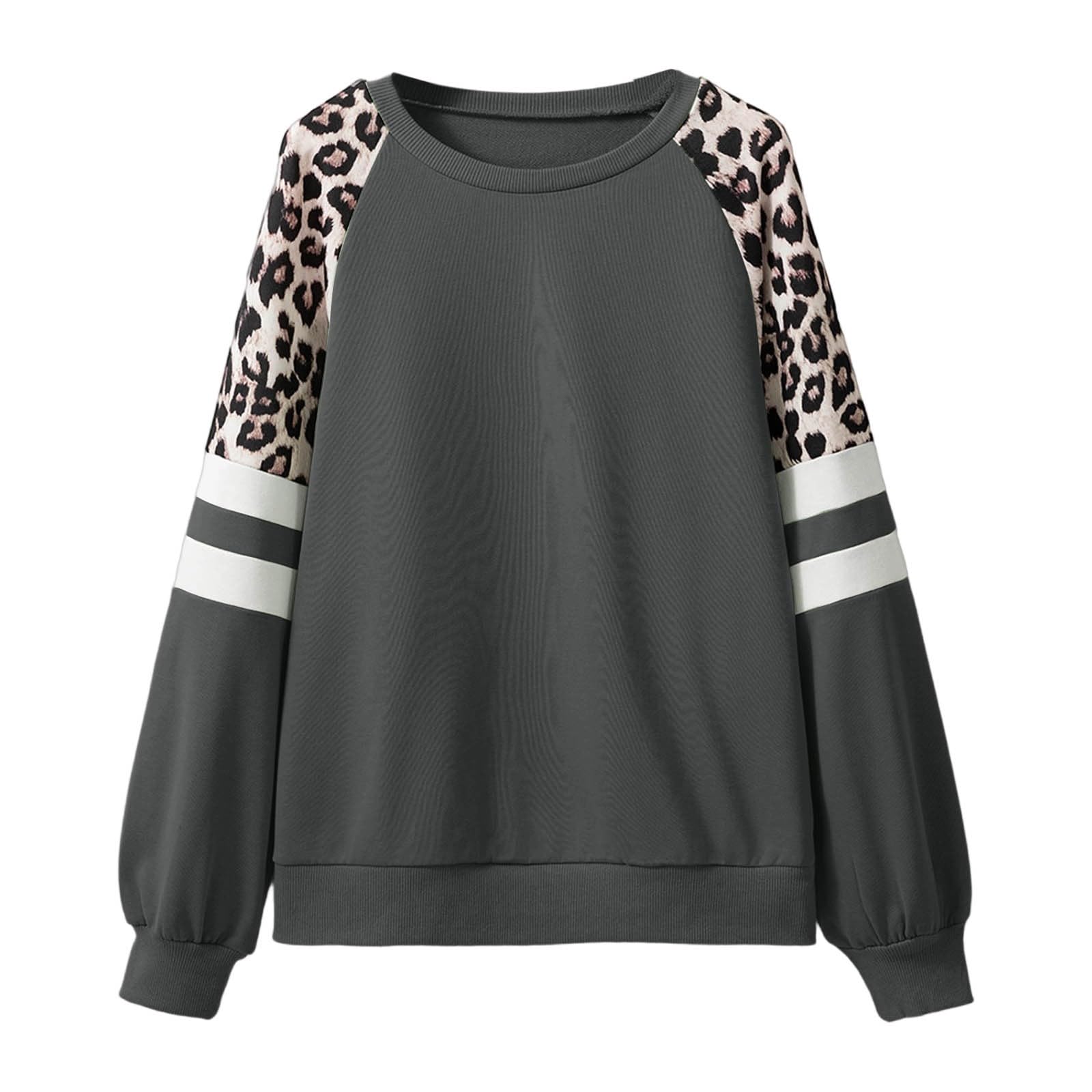 Sudadera de Manga Larga con Cuello Redondo para Mujer, con Estampado Animal, Bloques de Color, Informal, Holgada, de Polar Suave, para otoño e Invierno.