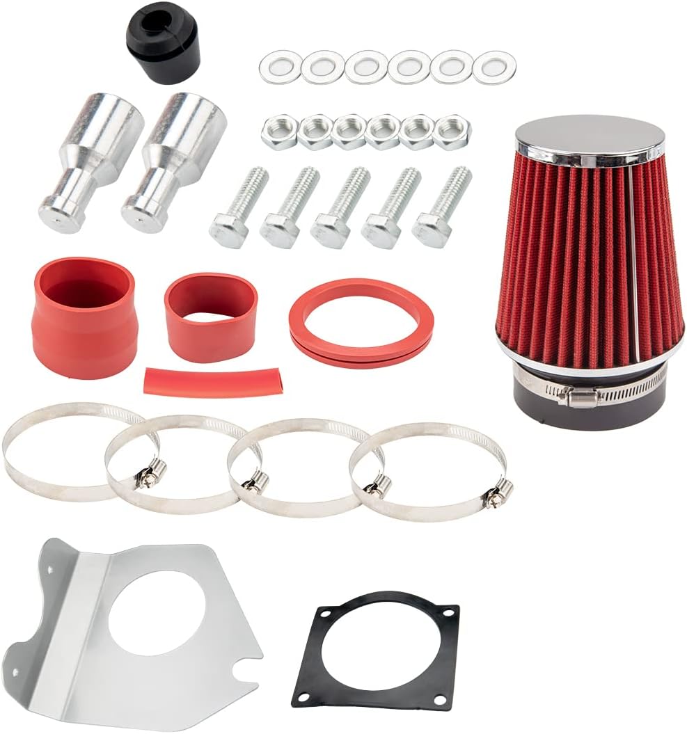 Air Intake Kit, 3" & 3.5" Cold Air Intake System Kits + Filter Aluminum Compatible with 1996-2004 Mustang GT Model with 4.6L V8 (Red)