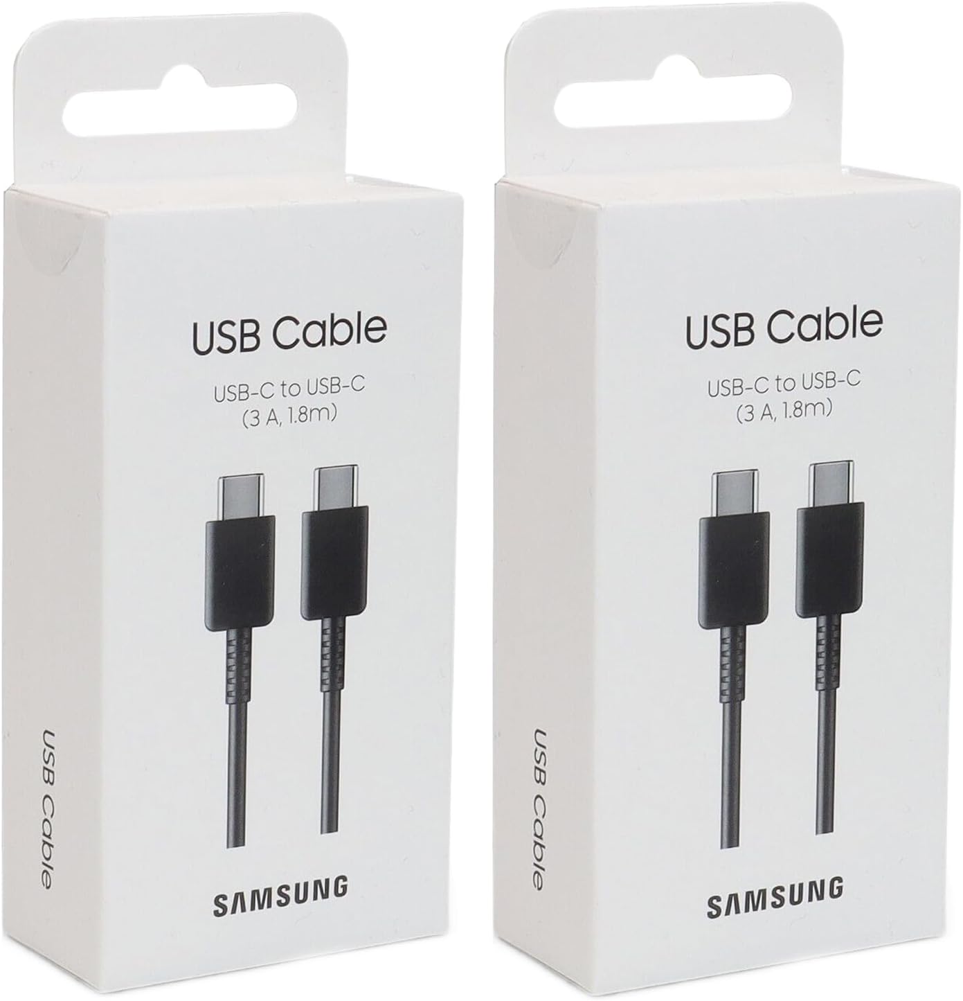 Samsung Galaxy USB-C Fast Charging Cable - Type C Cord Charger (3A 1.8m), High-Speed Data Transfer, Rapid Charging - Black, 2-Pack