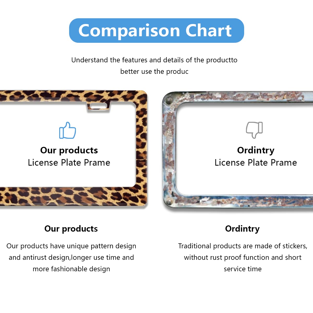 US Canada Standard Plate Frame GZHJMY 2 Pcs License Plate Frame Leopard ...