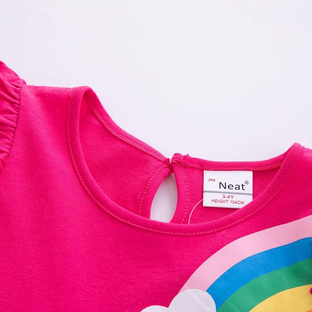 Toddler Cotton Girl Summer Short Sleeve Dress Rainbow Pony Cartoon for Girls 3-7 Years - Image 4