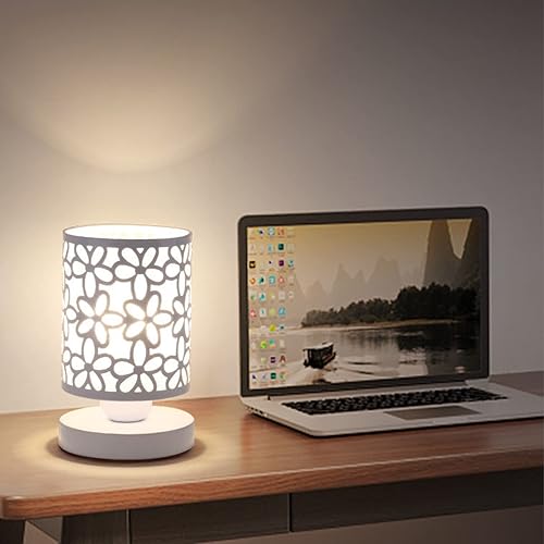 Lámpara de mesita de noche para dormitorio, bombilla de 3 colores incluidos, sala de estar, habitación de los niños, dormitorio, oficina (bombilla