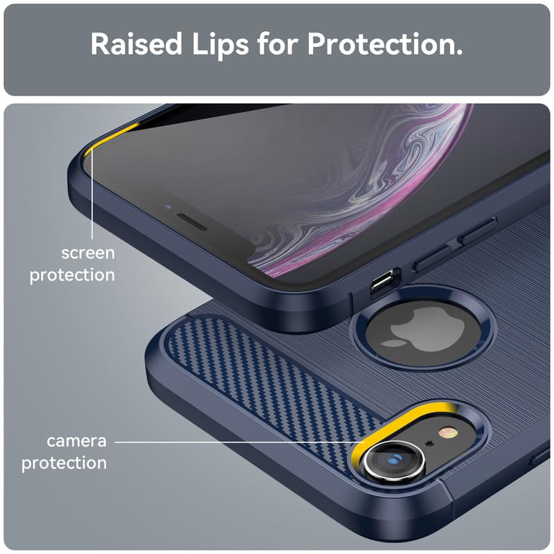 Image of Hybrid Carbon Fiber Back Case for iPhone XR (Blue)