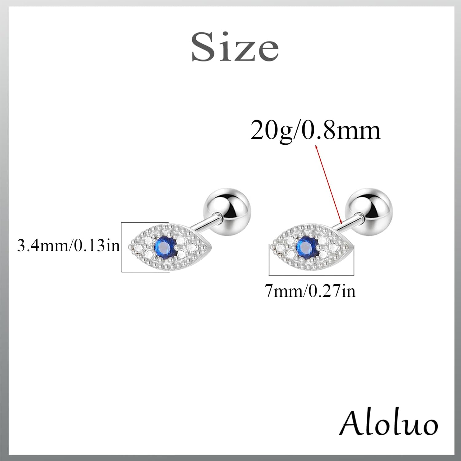 20G Tiny Evil Eye Stud Earrings for Women Silver Plated Hypoallergenic Cute Mini Small Screw Back Studs Cartilage Tragus Long Post Dainty Minimalist Jewelry Gifts - Image 7
