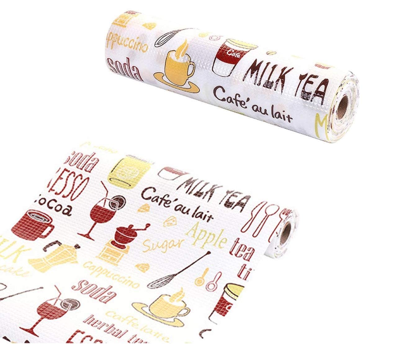 NYALKARAN Anti-Slip Fridge Mat Waterproof Shelf Liner Kitchen Drawer Cabinet Mat Non-Slip Table Mat Moisture-Proof Wardrobe Liner Washable Durable Roll (Coffee Design, 30W x 500L cm (5L m))