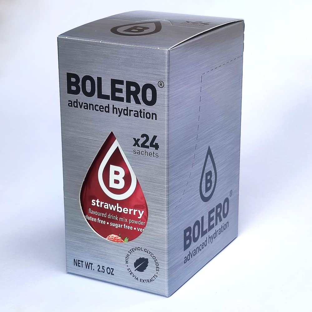 Bolero Drink 24 bolsitas 3 g fruta preparada en polvo soluble bebida fresca 72 gramos endulzado stevia plátano fresa