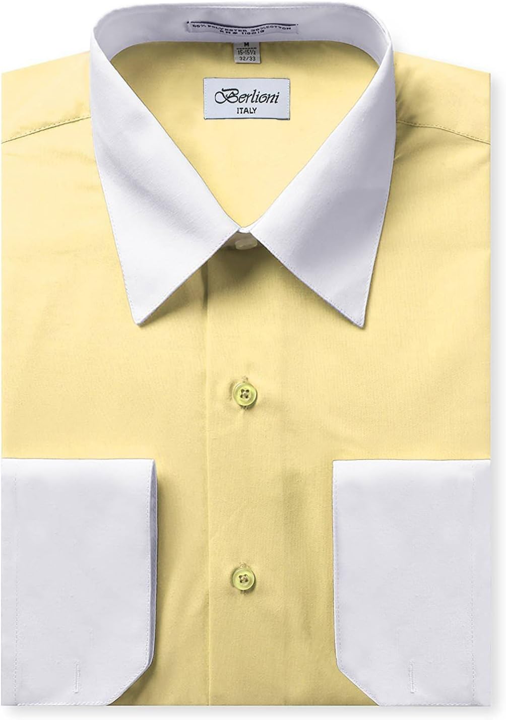 Italy Men's Long Sleeve Two Tone Premium Dress Shirt