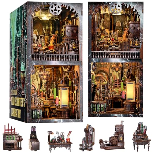 fifijoy Book Nook Kit - DIY Miniature House Dollhouse Kit for Adults and Teens, Steampunk Booknook...