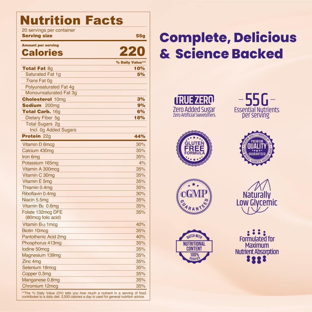 VIVRI ShakeMe! Meal Replacement | 20 Servings | 22g Triple Premium Protein, 45 Nutrients & 8 Superfoods | Supports Full-Body Health & Energy