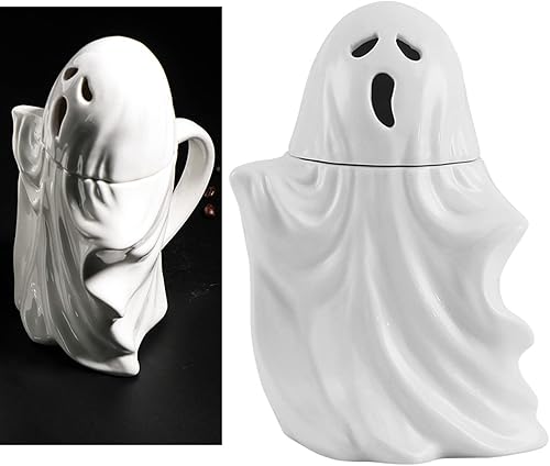 Taza fantasma, taza de café de Halloween, taza de café de fantasma, taza de café de cerámica de fantasma incandescente, 15 onzas líquidas (nueva)