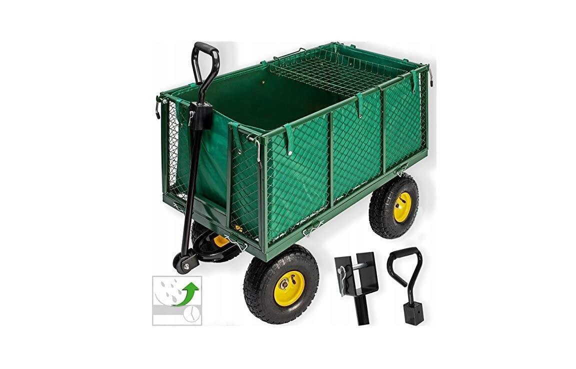 BDW Multifunktionaler großer Gartenwagen, Anhänger bis 500 kg, belastbar Handwagen, Transportwagen Karre, Grün, One Size