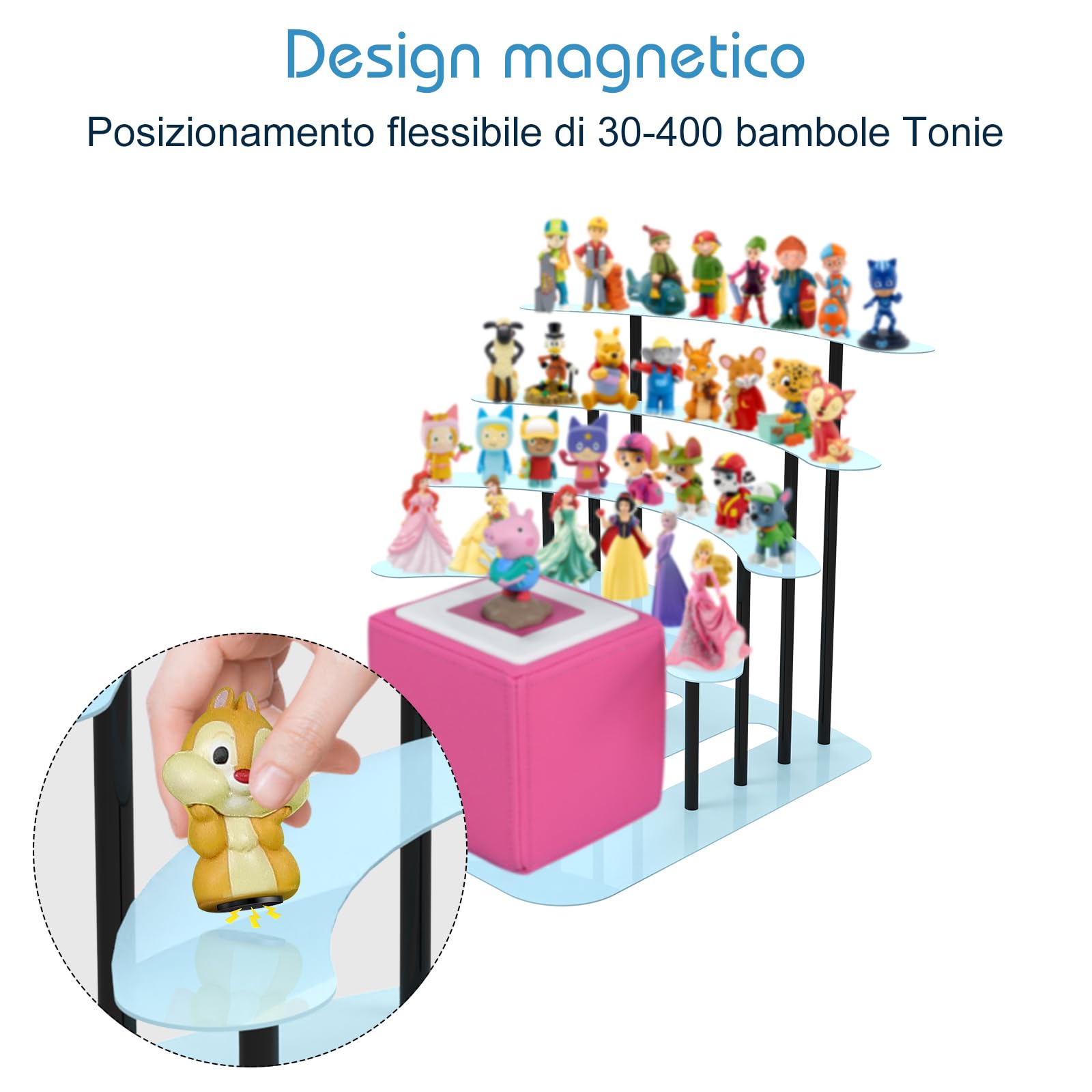 Scaffale per Tonies, in metallo, per Toniebox, per 30-40 personaggi, decorazione per la cameretta dei bambini, regalo per bambini (blu)