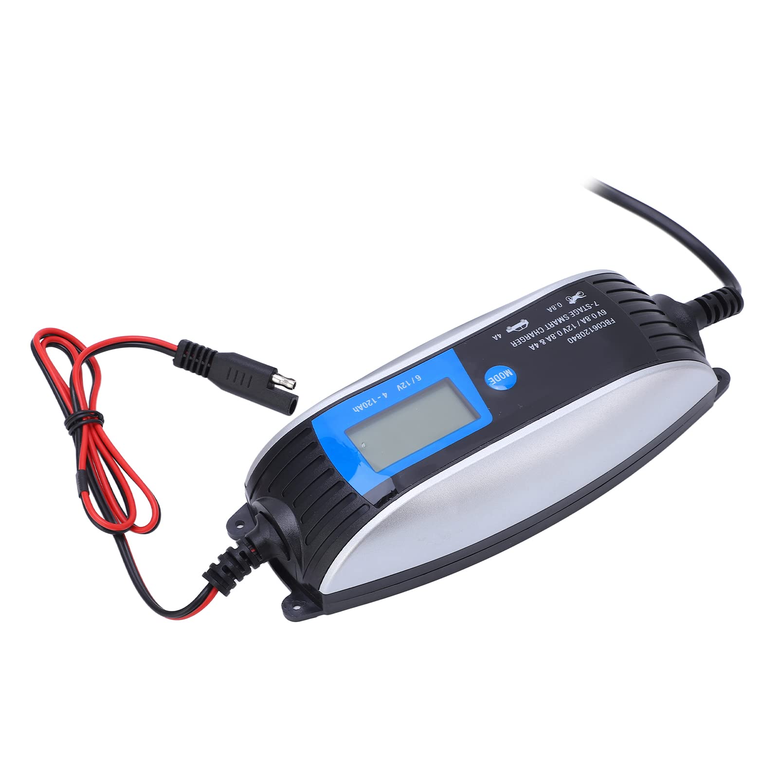 ViaGasaFamido 12 V 0,8A und 4A, 6 V 0,8A Auto -Batterieladegerät, Intelligent mit LCD -Display, Automatischer Batteriewächter, Rückwärts (EU-Stecker)