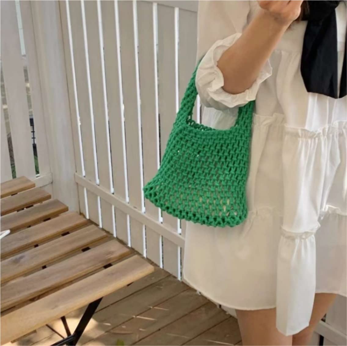 Borsa da Spiaggia Borse Da Donna Intrecciate In Corda Di Cotone Borse Da Donna Con Piccola Tasca Interna Borsa A Tracolla Per Borsa Da Telefono Intrecciata A Mano Elegante