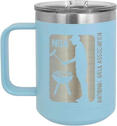 Miniatura 7 de National Grill Association Taza de café negra de 15 oz con tapa deslizante  Taza de café de viaje aislada  Idea de regalo para barbacoa y parrilla