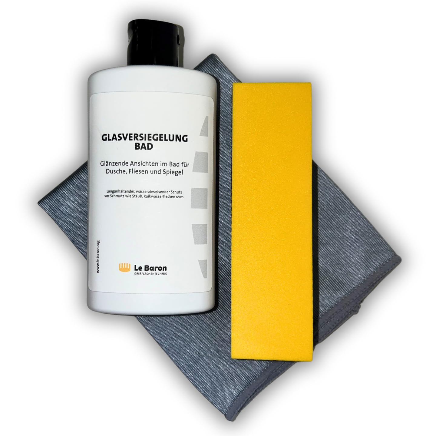 Le Baron Glasversiegelung Bad, Set mit Mikrofasertuch und Applikator, Dusche und Fliesen Versiegelung