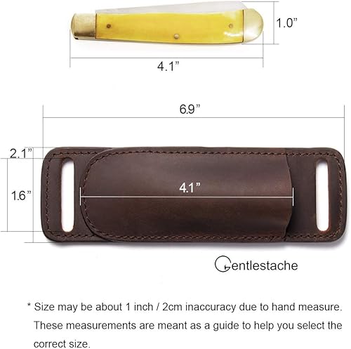 Vista 5 de Gentlestache Fundas de cuero para cinturón, funda de cuchillo, funda de cuchillo de bolsillo, funda de cuero EDC para portacuchillos plegable Marrón