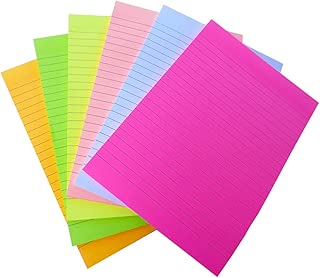 Creatiburg Big Sticky Notes Lined 6x8 inches Large Self-Stick Note Pads with Lines 6 Pads/Pack 50 Sheets/Pad, 6 Bright Colors Easy Post Individually Wrapped, Office Supplies School Gift Set - coolthings.us