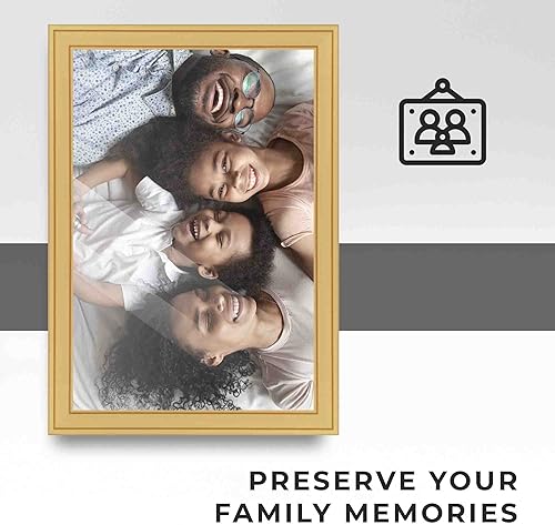 Miniatura 3 de Marco de fotos de madera real dorada de 7 x 10 pulgadas de ancho de 1.25 pulgadas Profundidad del marco interior de 0.75 pulgadas Marco de fotos