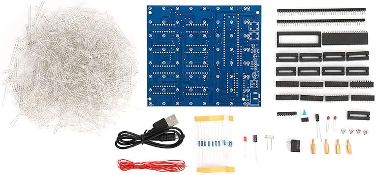3D LED Light Squared Kit, 8 x 8 x 8 Cube Blue Red DIY Handmade Gift, Shiny PCB Assembly Kit with Spare Parts for Home Room Decoration and Creative Electronics Project (Red)