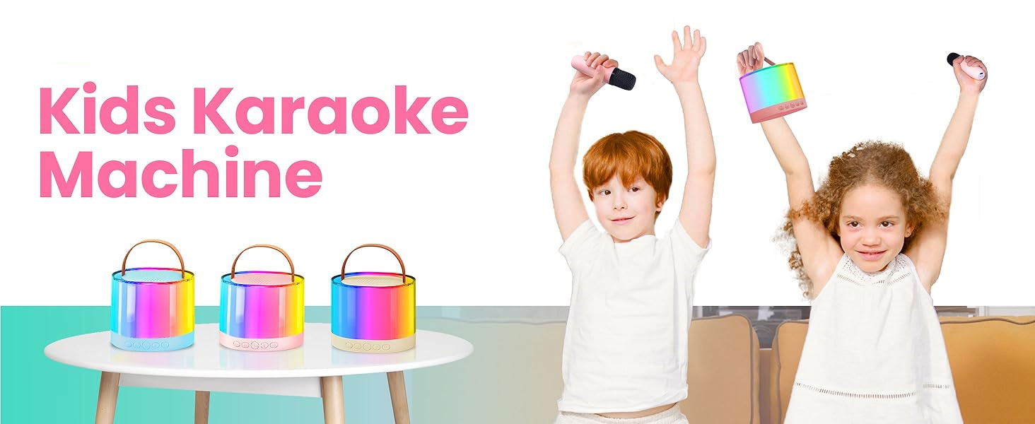 Micro Karaoké Enfant Avec 2 Microphones Sans Fil - Machine Portable LED Et Effets Vocaux