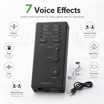Mini Voice Changer Device Sound Card with 7 Voice Effects for Gaming