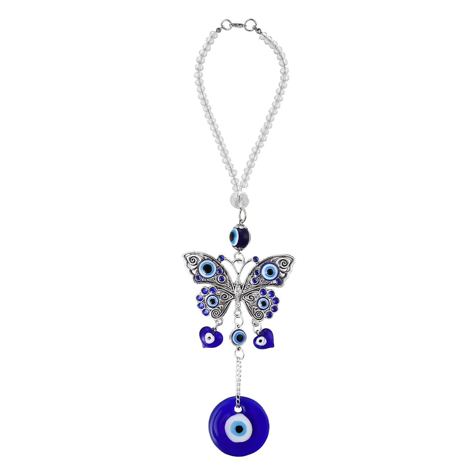 Amabro Evil Eye Car Hanging Ornament, Blue Evil Eye Charms for Car Rear View Mirror Lucky Car Accessories Beaded Decor Amulet Protection and Blessing Travel