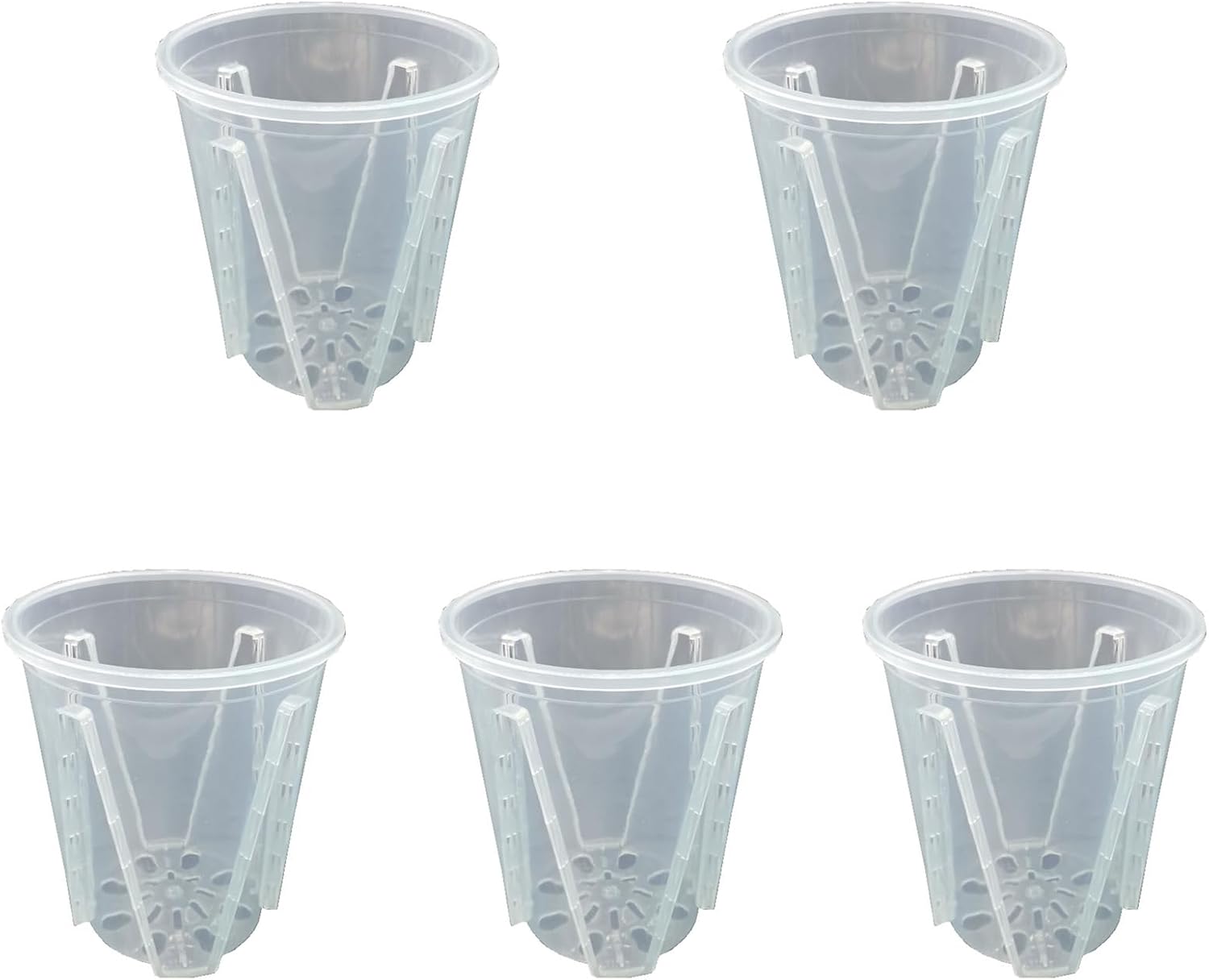 5 Pieces Clear Orchid Pots Hard Clear Flower Pots Clear Orchid Pot with Drainage Holes Flower Pots for Orchids Succulent Indoor Plants 10cm