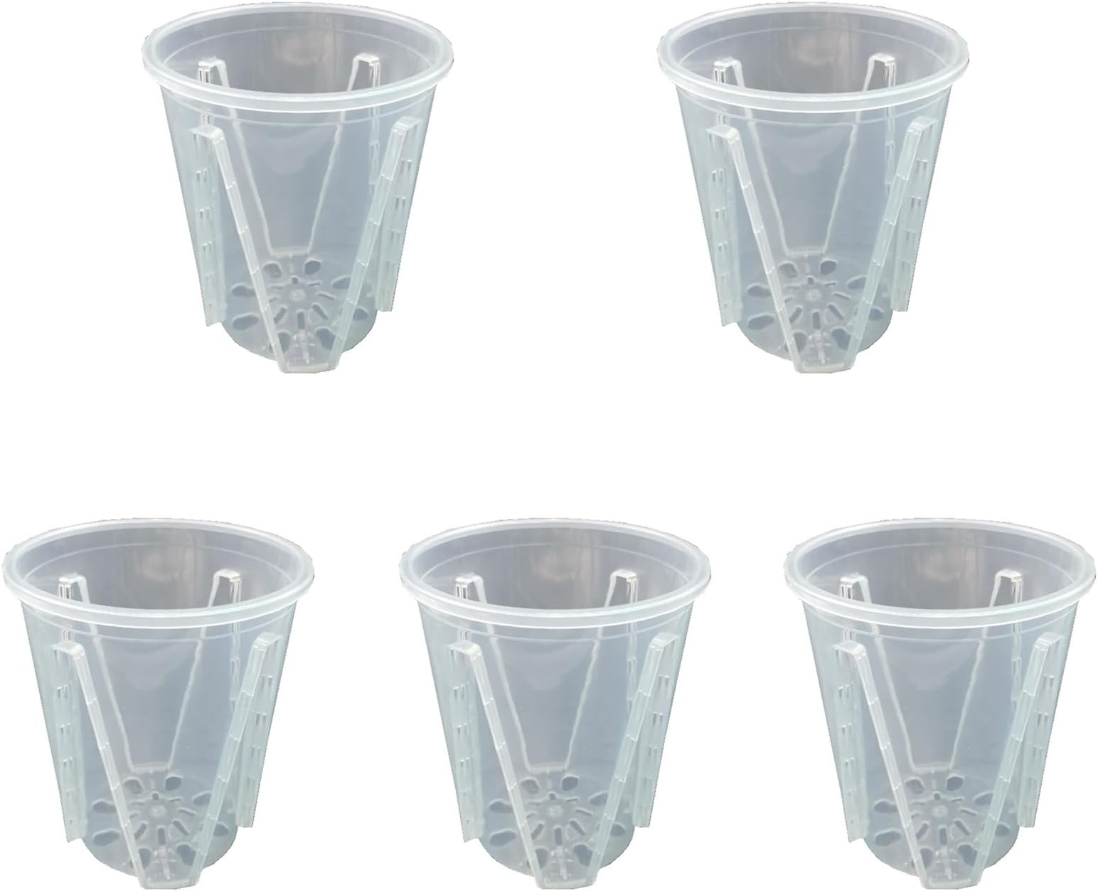 BBTISG 5 Pcs Clear Orchid Pots, Hard Clear Flower Pots Clear Orchid Pot with Drainage Holes Plant Pot Pots for Orchids, Succulents, Houseplants (24cm)