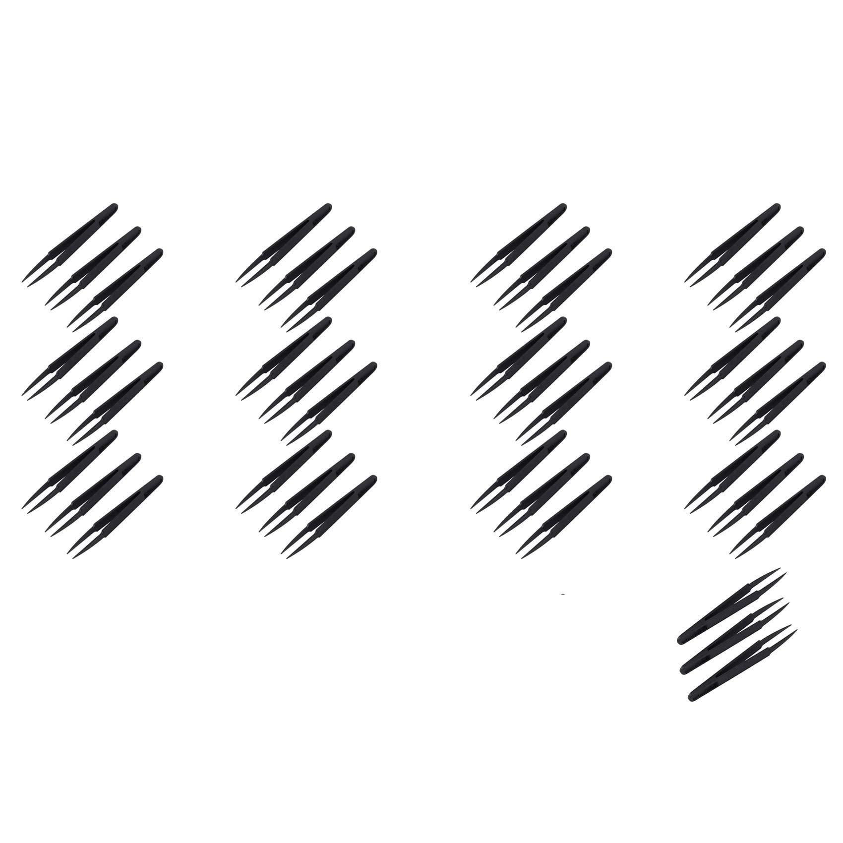 Jnchdghwa Black 60 Pcs Plastic Electronic Pointy Tip Anti-Static Tweezers