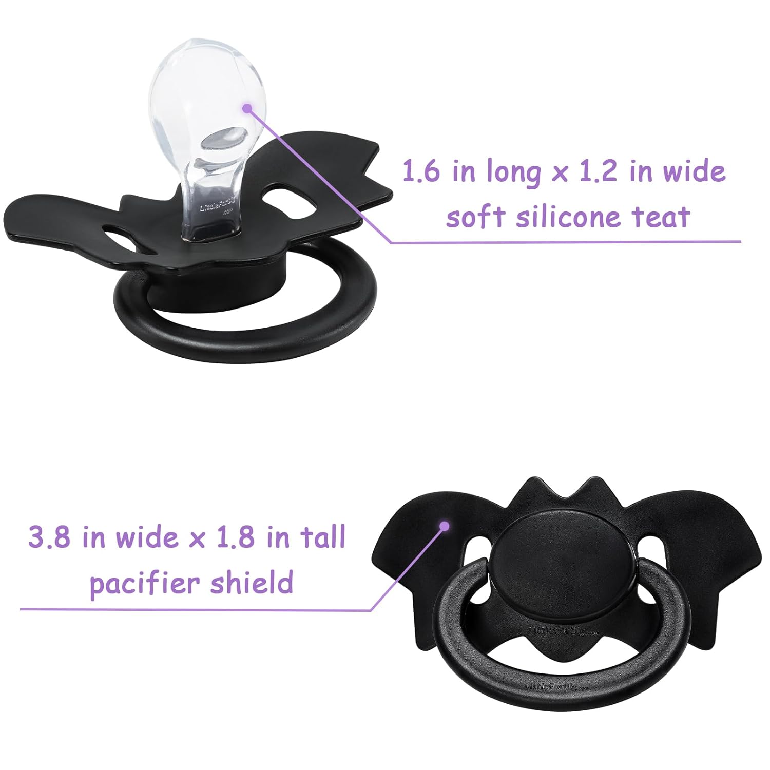 LittleForBig Bigshield Generation-II Adult Sized Pacifier - Baby Bat Pacifier Black - Image 6