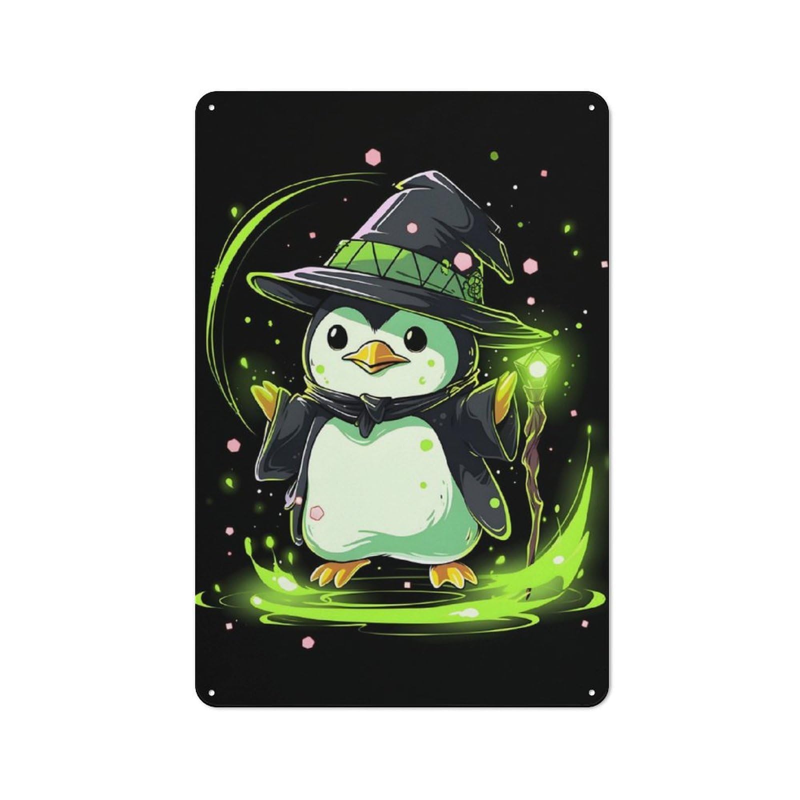 Junmoney Penguin Spell Caster Kitchen Metal Sign 30X20cm, Country Style Kitchen Wall Decor For Restaurant, Kitchen, Counter Or Breakfast Nook