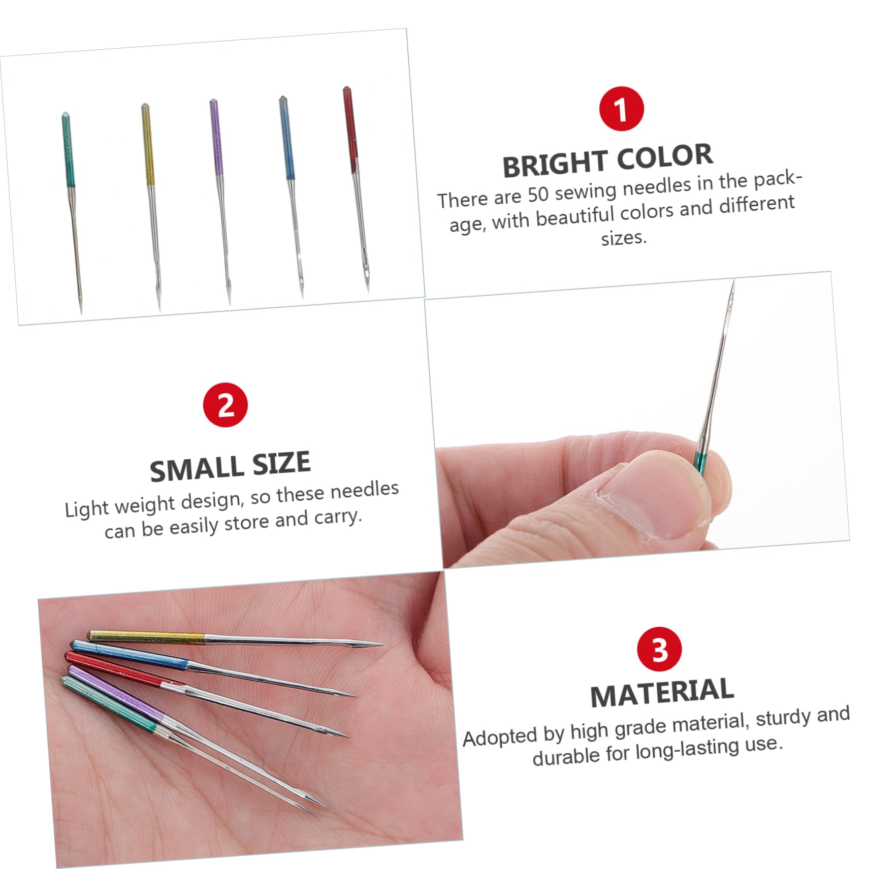 SEWOART Agujas para Máquinas de Coser Industriales 50 Pcs Metal Resistentes para Telas Elásticas Multiusos Costura Doméstica y Profesional