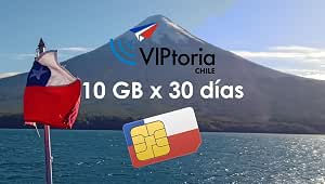 VIPtoria - Chili - Carte SIM pour voyageurs - 10 Go x 30 jours : Amazon
