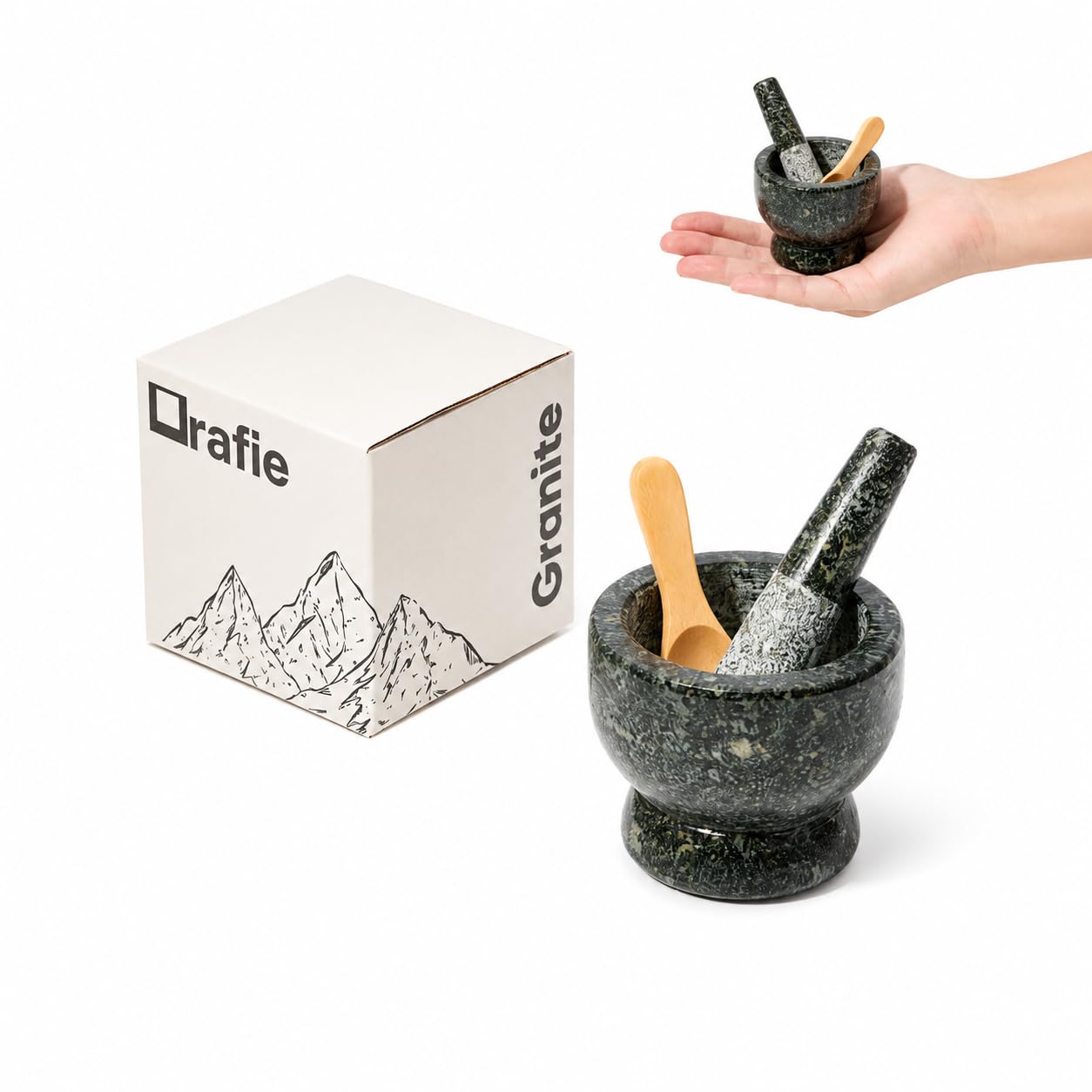 2.4" Tiny Mortar and Pestle Set with Wooden Spoon