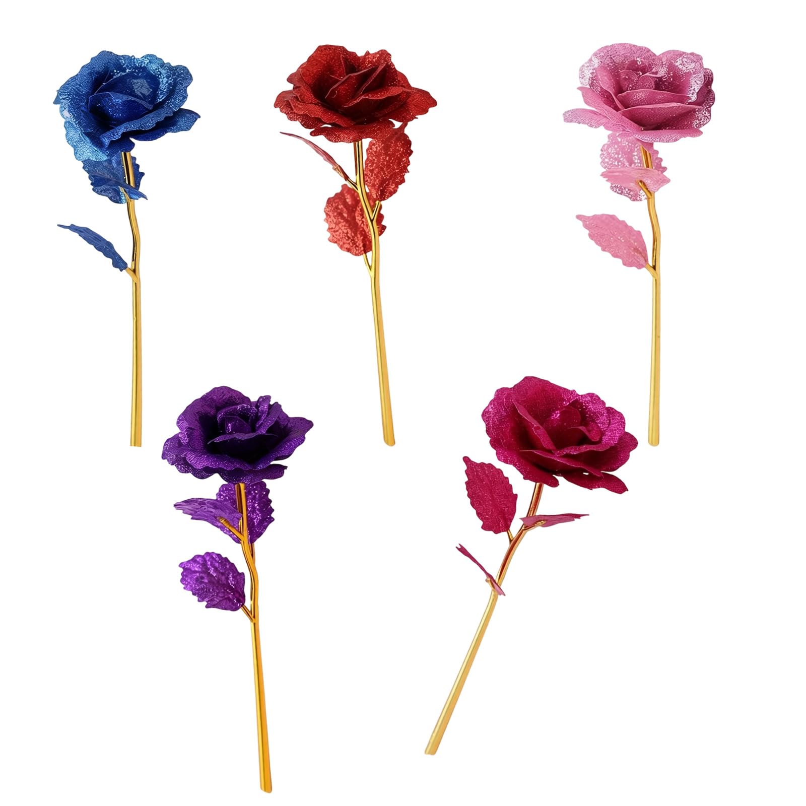 Piceioep Premium Roses with Gold Foil Finish Long Time Artificial Roses Ideal for Special Event Gift Present Gold Blossomy Arrangement