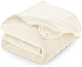 CozyLux Flannel Fleece Blanket, 260 g/m², Sofa Throw for Double Bed, Sofa Throw 150 x 200 cm, Large Warm and Soft Sofa – Cream White