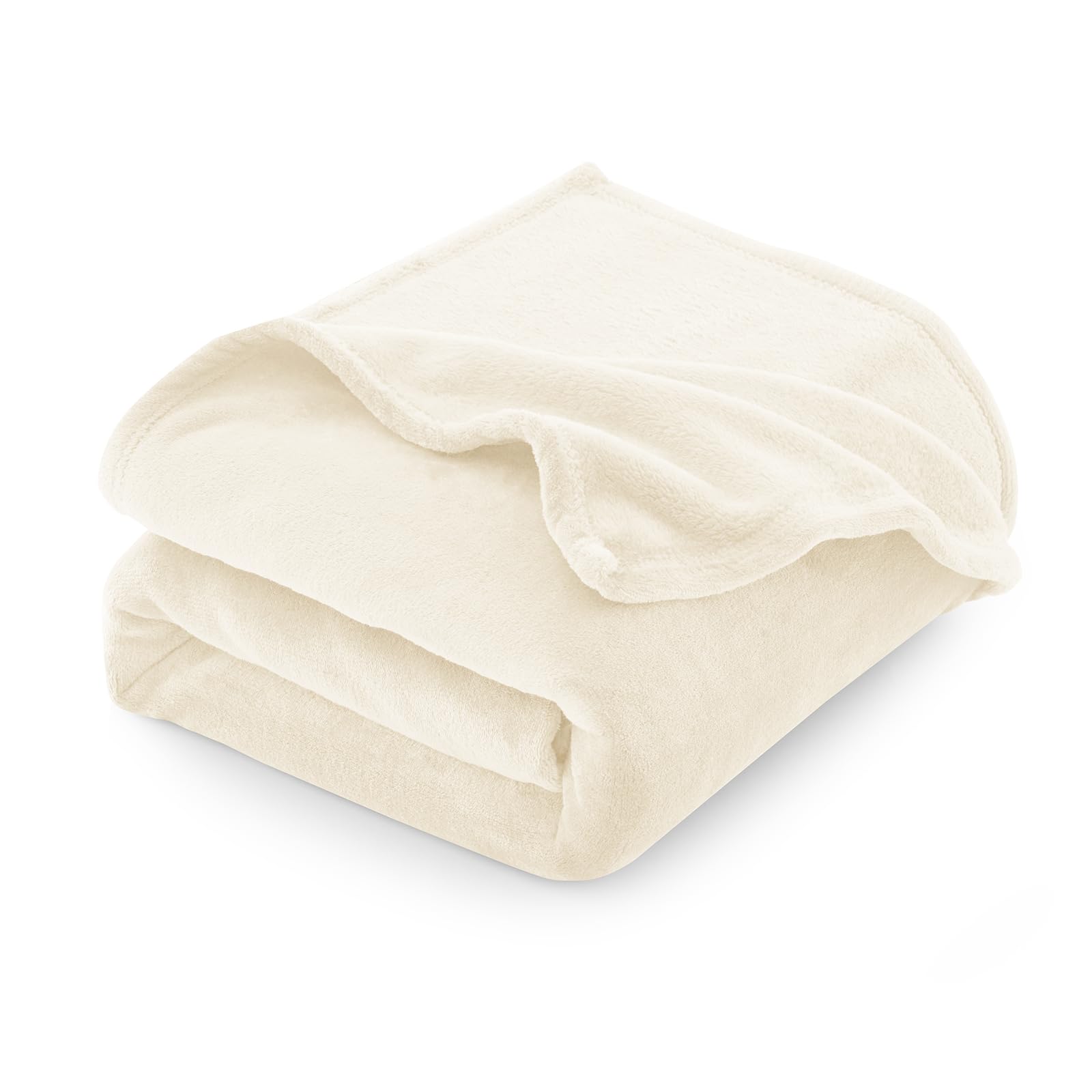 CozyLux Manta polar de franela de 260 g/m², manta para cama individual/doble (150 x 200 cm, cálida, suave, color blanco crema