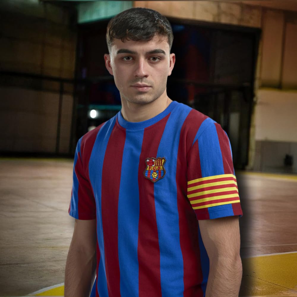 Copa - Camiseta - Fútbol - Hombre - FC Barcelona Capitán Retro - Manga Corta - Azul/Rojo - 100% algodón orgánico