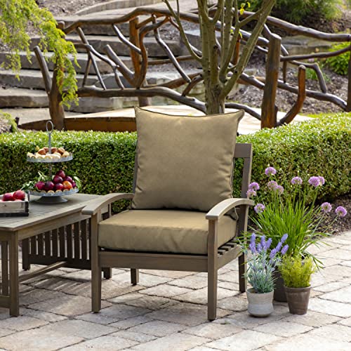 Image of Arden Olefin Outdoor Deep Seat Cushion Set (2-Pack), 24 in x 24 in, Weather-Proof, Rain-Proof, Fade Resistant Patio Cushion for Chair, Sofa, and Couch Tan Hamilton