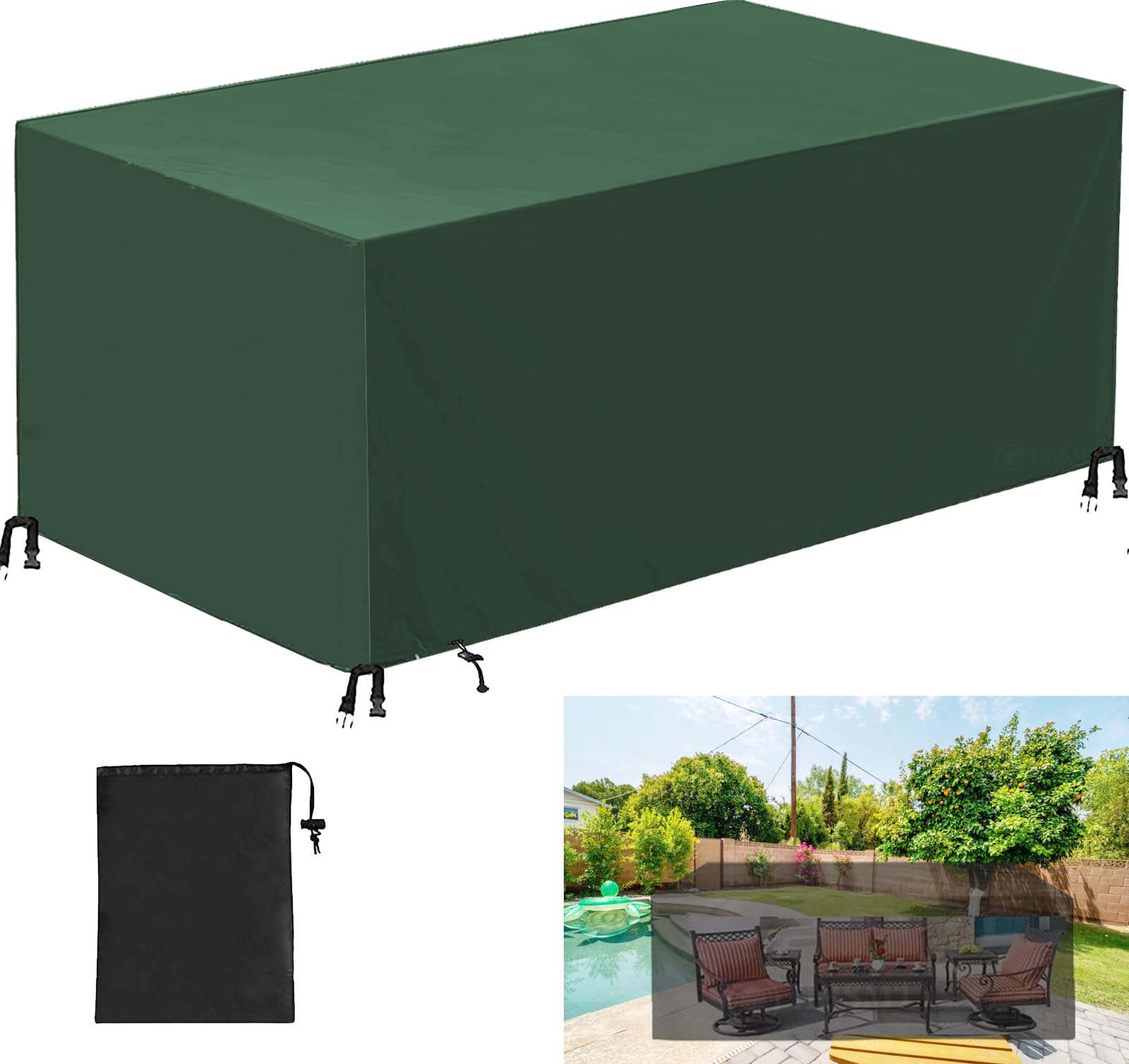 Housse salon de jardin imperméable en tissu Oxford 420D noir résistant